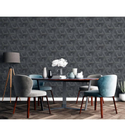 DUTCH WALLCOVERINGS Papier peint Onyx Anthracite et doré