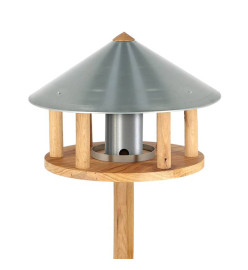 Esschert Design Mangeoire à oiseaux avec silo et toit rond Zinc