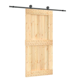 Porte coulissante et kit de quincaillerie 95x210 cm pin massif