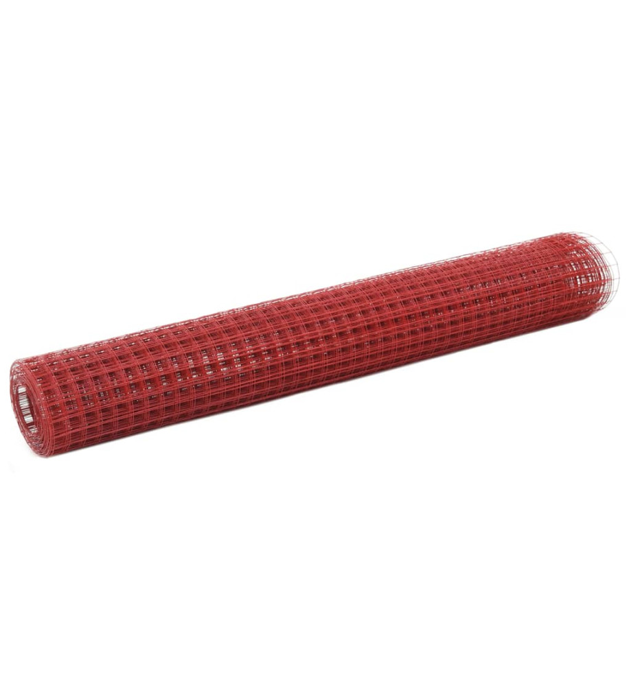 Grillage Acier avec revêtement en PVC 25x1 m Rouge