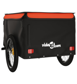 Remorque pour vélo noir et orange 45 kg fer