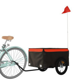 Remorque pour vélo noir et orange 45 kg fer