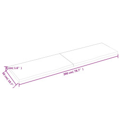 Étagère murale marron clair 200x50x4cm bois chêne massif traité