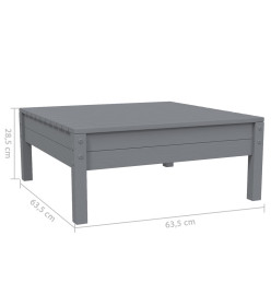 Salon de jardin 3 pcs avec coussins Gris Bois de pin massif