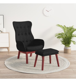 Chaise de relaxation avec repose-pied Noir Tissu