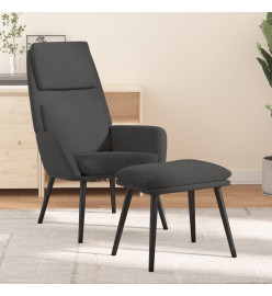 Chaise de relaxation avec tabouret Gris foncé Tissu