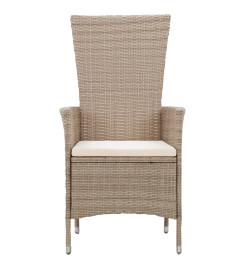 Ensemble de salle à manger de jardin avec coussins 9 pcs Beige