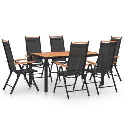 Ensemble de salle à manger de jardin 7 pcs Aluminium Noir