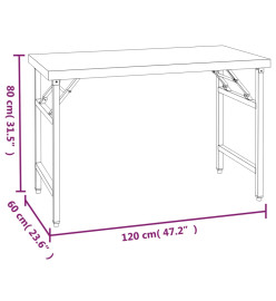 Table de travail de cuisine avec étagère 120x60x115 cm Inox