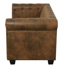 Canapé Chesterfield 2 places cuir artificiel marron