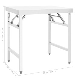 Table de travail pliable de cuisine 85x60x80cm Acier inoxydable