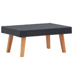 Table basse de jardin Résine tressée Noir