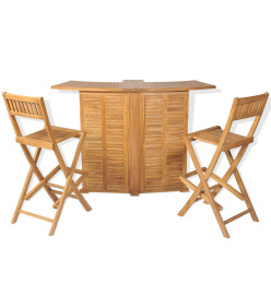 Mobilier de bistro 3pcs et chaises pliables Bois de teck solide