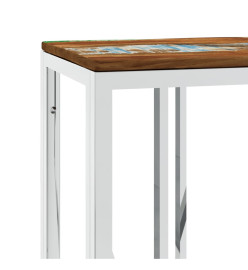 Table console argenté acier inoxydable/bois massif récupération