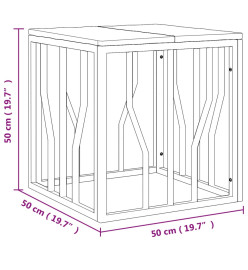 Table basse argenté acier inoxydable/bois massif récupération