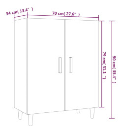 Buffet Blanc brillant 70x34x90 cm Bois d'ingénierie