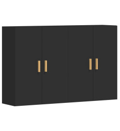 Armoires murales 2 pcs noir bois d'ingénierie