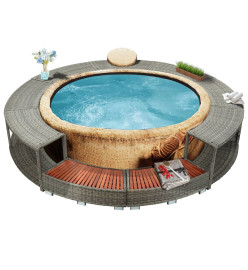 Cadre de bain à remous résine tressée