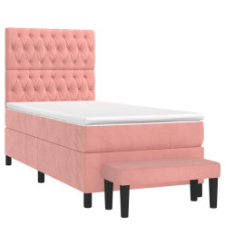 Lit à sommier tapissier avec matelas Rose 100x200 cm Velours