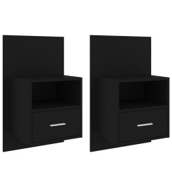 Tables de chevet murales 2 pcs Noir