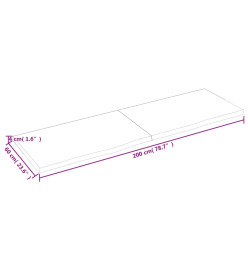 Étagère murale gris foncé 200x60x4 cm bois chêne massif traité