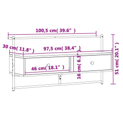 Meuble TV mural chêne marron 100,5x30x51 cm bois d'ingénierie