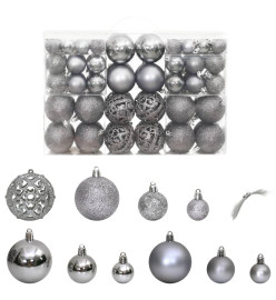 Boules de Noël 100 pcs gris 3 / 4 / 6 cm