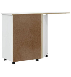 Armoire roulante avec bureau MOSS blanc bois de pin solide