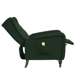 Fauteuil de massage inclinable vert foncé velours