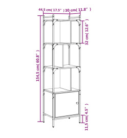 Bibliothèque avec porte noir 44,5x30x154,5 cm bois d'ingénierie