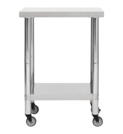 Table de travail de cuisine avec roues 60x30x85 cm Inox