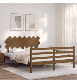 Cadre de lit avec tête de lit marron miel bois massif