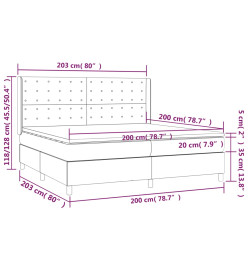 Sommier tapissier avec matelas et LED Rose 200x200 cm Velours