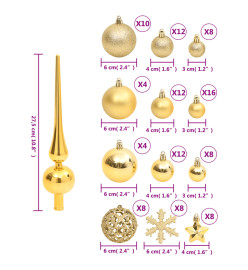 Ensemble de boules de Noël 111 pièces doré polystyrène