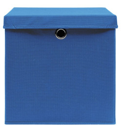 Boîtes de rangement avec couvercle 4 pcs Bleu 32x32x32 cm Tissu