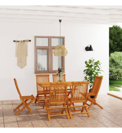 Salon de jardin 7 pcs Bois de teck massif