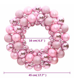 Couronne de Noël rose 45 cm polystyrène