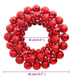 Couronne de Noël rouge 45 cm polystyrène