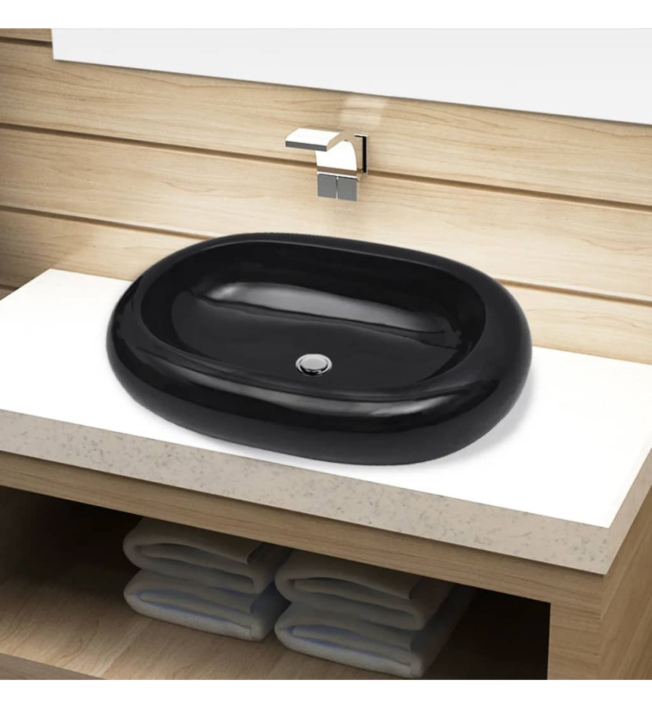 Vasque ovale céramique Noir pour salle de bain