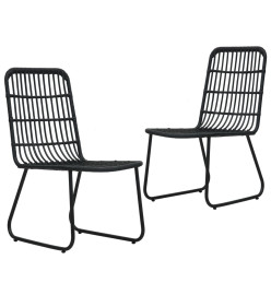 Chaises de jardin 2 pcs Résine tressée Noir