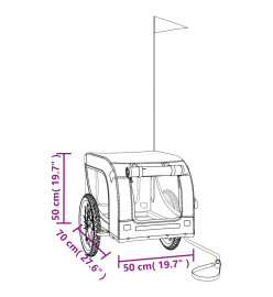 Remorque de vélo pour chien gris et noir tissu oxford et fer