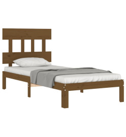 Cadre de lit tête de lit marron miel 90x200 cm bois massif
