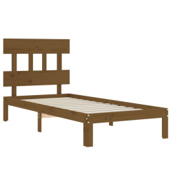 Cadre de lit tête de lit marron miel 90x200 cm bois massif