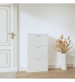 Armoire à chaussure Blanc brillant 59x17x108 cm Bois ingénierie