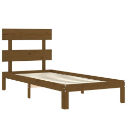 Cadre de lit tête de lit marron miel 90x200 cm bois massif