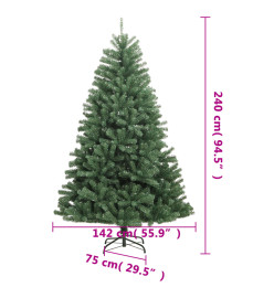 Sapin de Noël artificiel à charnières avec support vert 240 cm