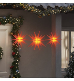 Étoiles de Moravie avec LED 3 pcs pliable rouge