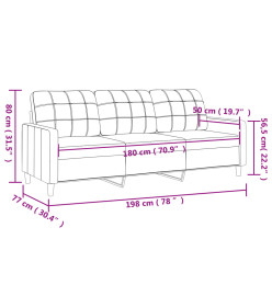 Canapé à 3 places Gris clair 180 cm Tissu