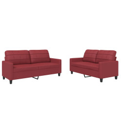 Ensemble de canapés 2 pcs et coussins Rouge bordeaux Similicuir