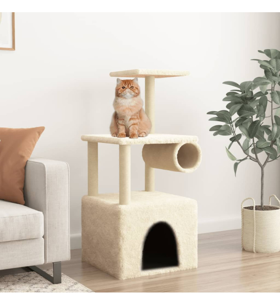 Arbre à chat avec griffoirs en sisal crème 109,5 cm